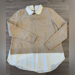 Loft sweater with faux shirt